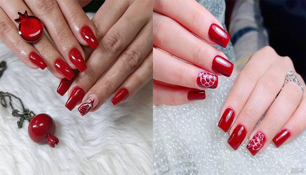 طراحی ناخن انار شب یلدا