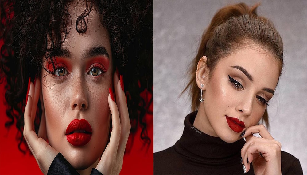 میکاپ شب یلدا با رژ قرمز