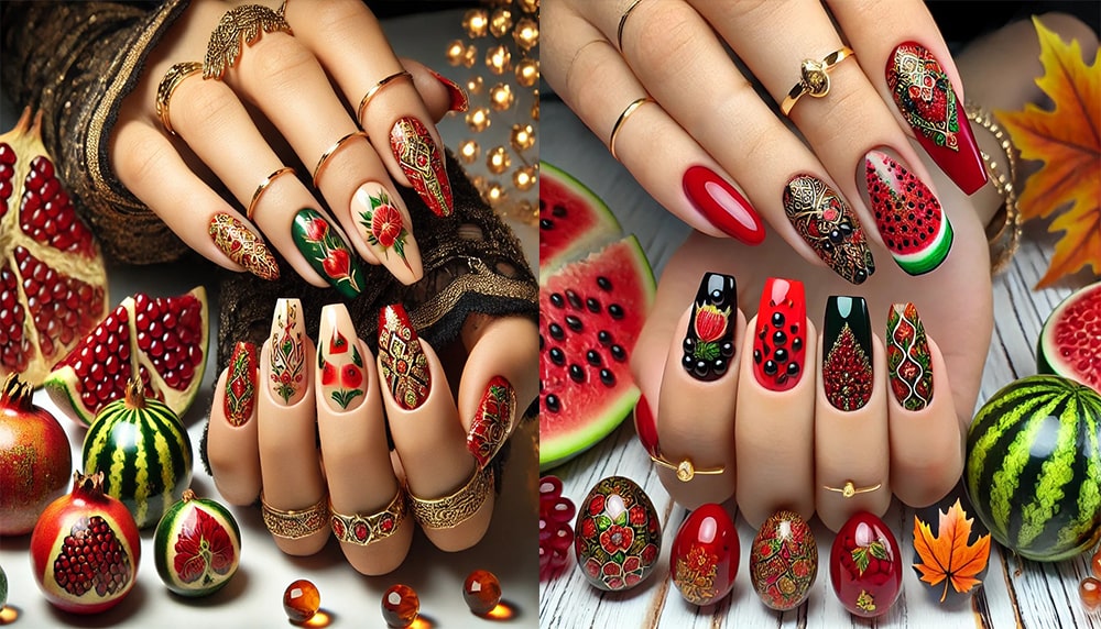 طراحی ناخن شب یلدا