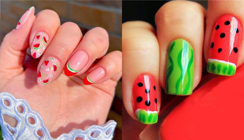 طراحی ناخن با تم هندوانه برای شب یلدا