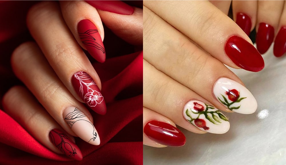 طرح ناخن یلدایی جدید گل‌دار