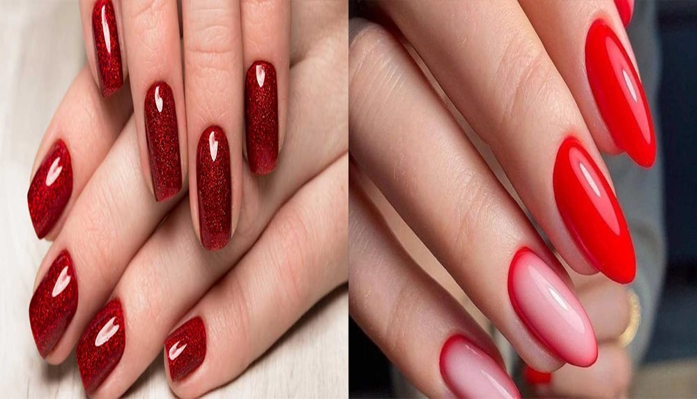 طرح ناخن با رنگ قرمز مخصوص شب یلدا