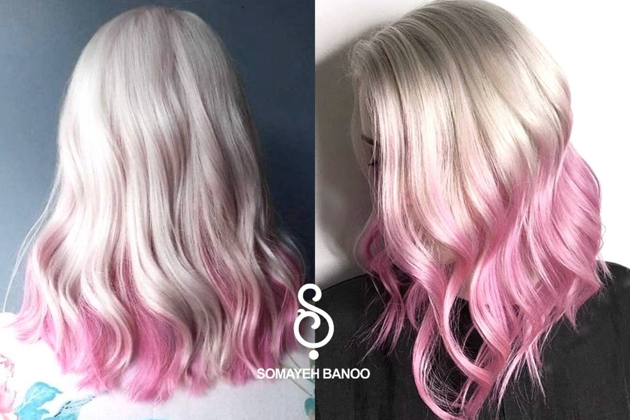 ترکیب رنگ مو صورتی و سفید خاص