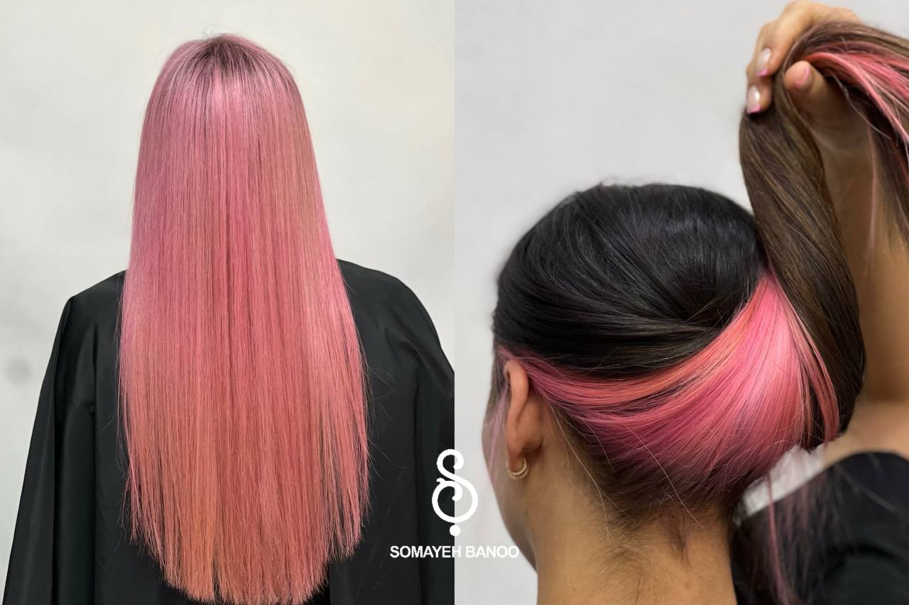 موی فانتزی بلند رنگ هلویی